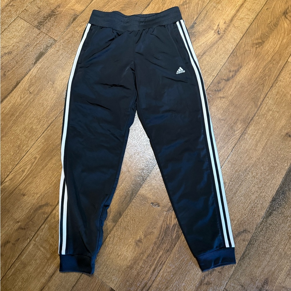 Adidas Unisex Black Sweatpants with White Stripes Track Star